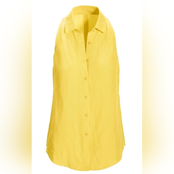 Sleeveless linen blend women's shirt - Picture 1 of 4